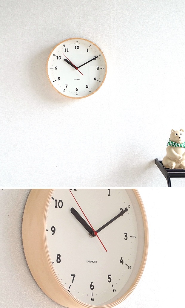  KATOMOKU plywood wall clock 10  ナチュラル