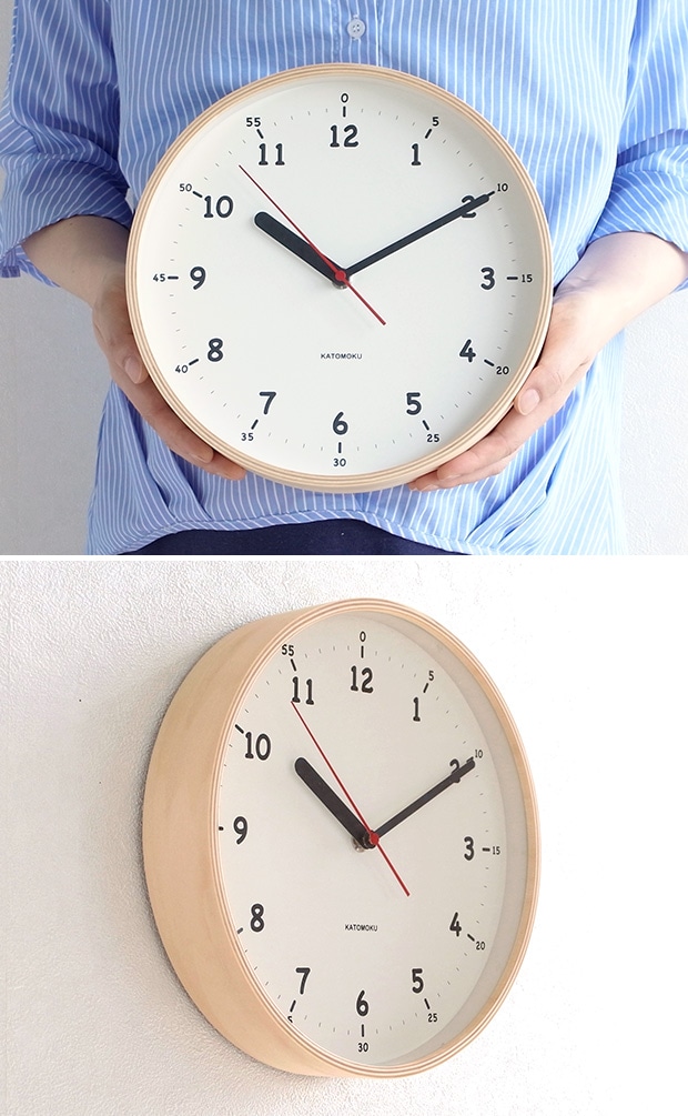  KATOMOKU plywood wall clock 10  ナチュラル