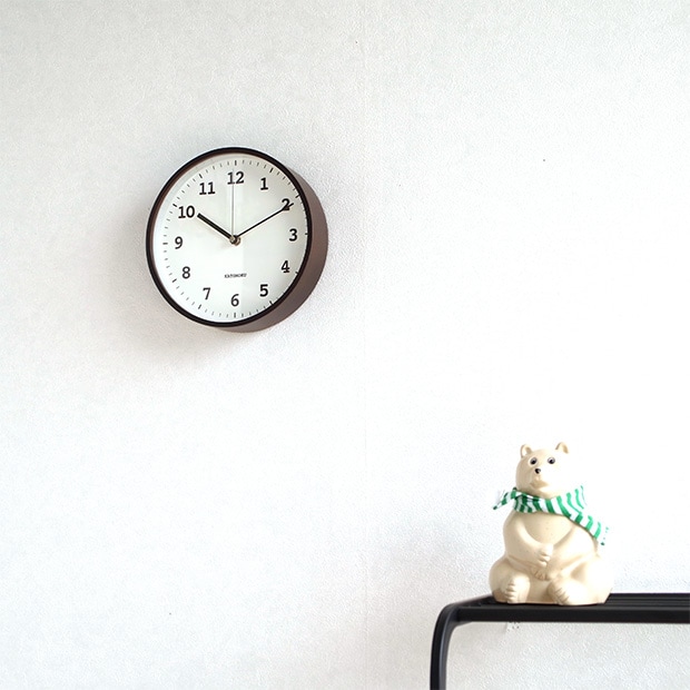  KATOMOKU plywood wall clock 13   ブラウン