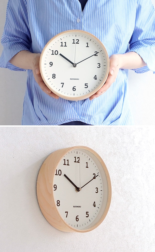  KATOMOKU plywood wall clock 13   ナチュラル