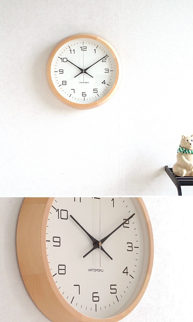 KATOMOKU muku round wall clock 11 ナチュラル