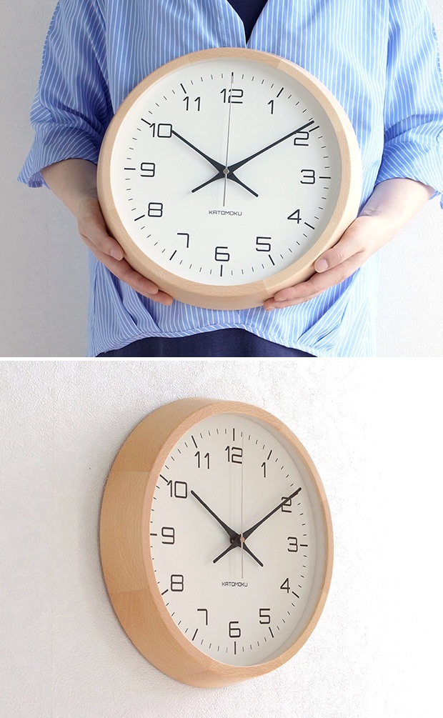 KATOMOKU muku round wall clock 11 ナチュラル