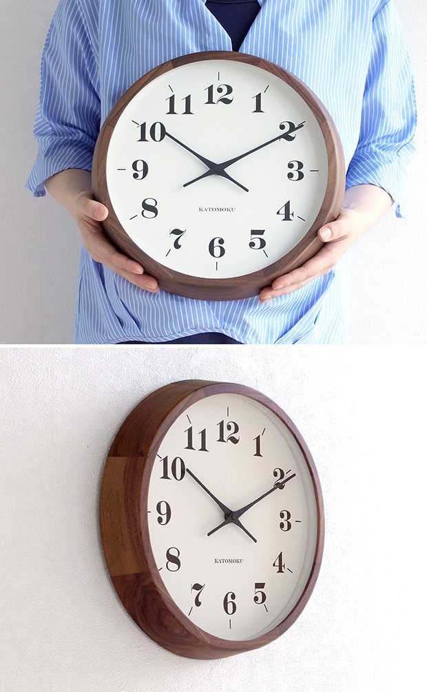 KATOMOKU muku round wall clock 12 ウォールナット