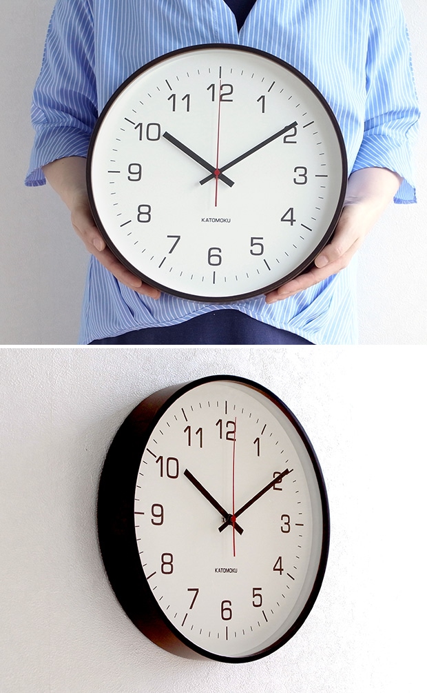  KATOMOKU plywood wall clock 4 L  ブラウン