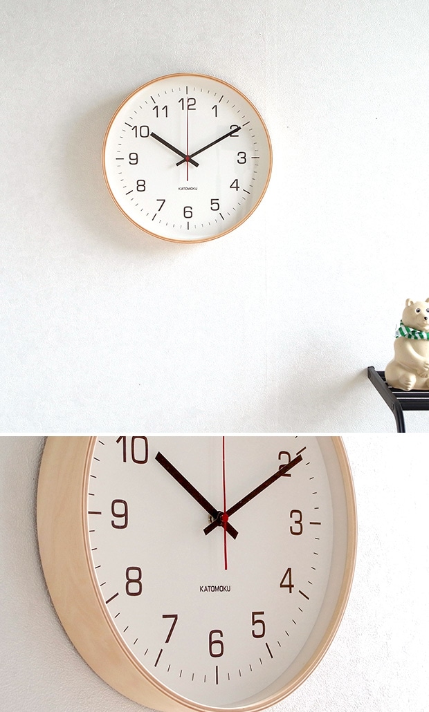  KATOMOKU plywood wall clock 4 L  ナチュラル