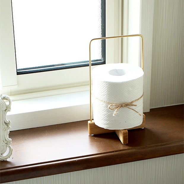 みはたや トイレットペーパースタンド タモ 木製 真鍮 トイレットペーパーホルダー 収納 贈り物家具 mihataya 日本製