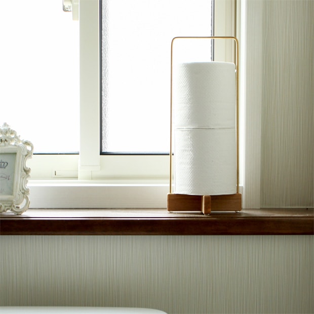 みはたや トイレットペーパースタンド タモ 木製 真鍮 トイレットペーパーホルダー 収納 贈り物家具 mihataya 日本製