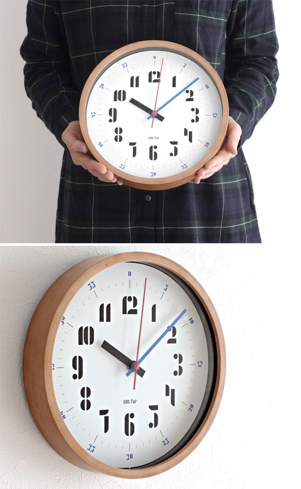 知育時計 掛け時計 木製 バウハウス 復刻フォント JOSCHMI 知育クロック 壁掛け時計 連続秒針 子供部屋 ウォールクロック WCL-003