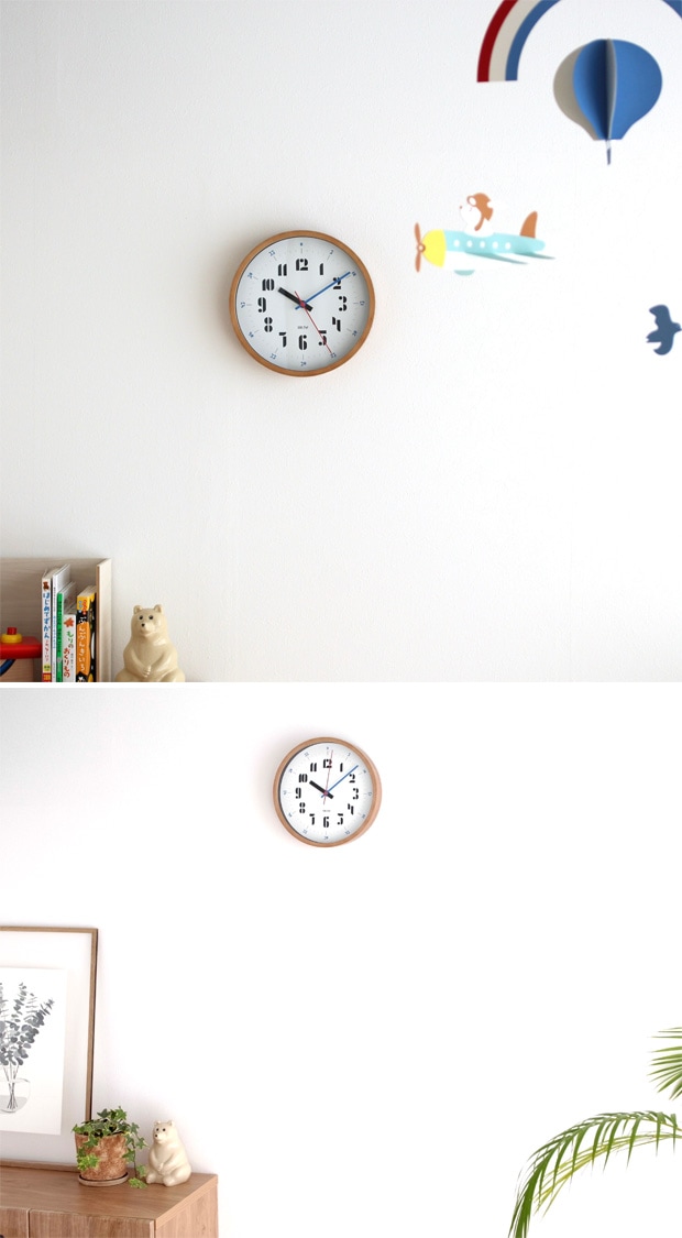 知育時計 掛け時計 木製 バウハウス 復刻フォント JOSCHMI 知育クロック 壁掛け時計 連続秒針 子供部屋 ウォールクロック WCL-003
