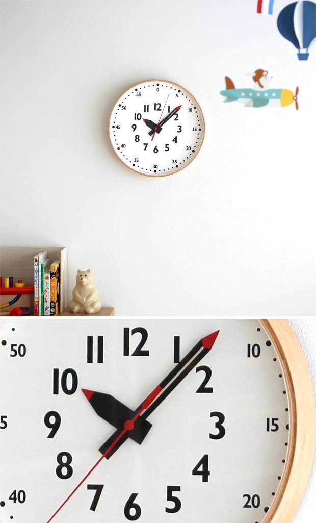 知育時計 掛け時計 レムノス LEMNOS ふんぷんくろっく L fun pun clock 木製 知育クロック 壁掛け時計 ステップムーブメント YD14-08L