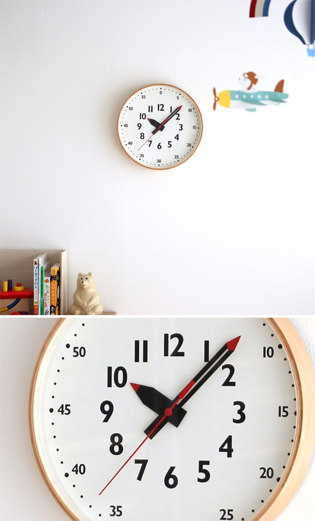 知育時計 掛け時計 レムノス LEMNOS ふんぷんくろっく M fun pun clock 木製 知育クロック 壁掛け時計 ステップムーブメント YD14-08M