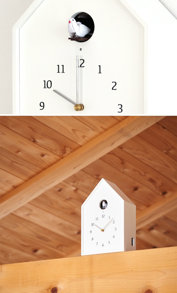 掛け時計 鳩時計 レムノス LEMNOS バードハウスクロック Birdhouse Clock ホワイト カッコー時計 木製 壁掛け時計 置き時計