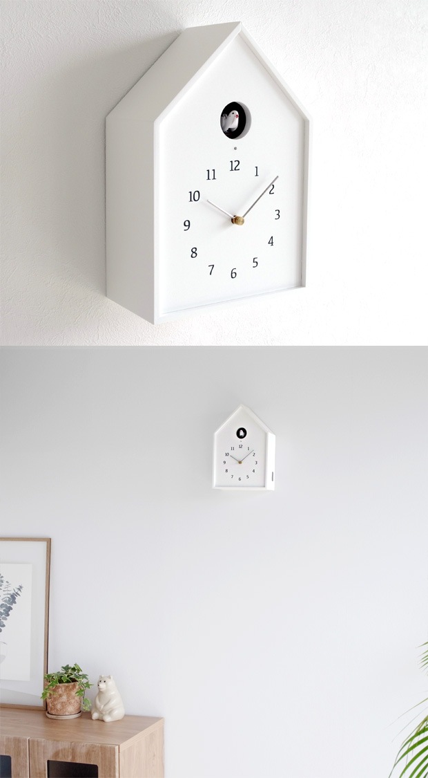 掛け時計 鳩時計 レムノス LEMNOS バードハウスクロック Birdhouse Clock ホワイト カッコー時計 木製 壁掛け時計 置き時計