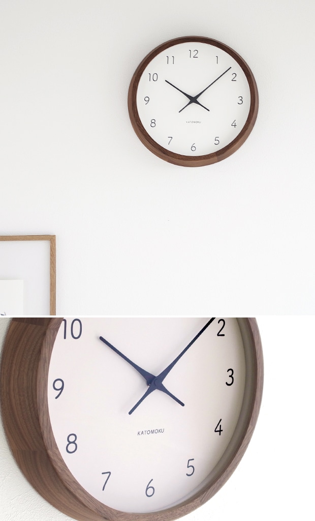 加藤木工 カトモク KATOMOKU muku round wall clock 7 ウォールナット 電波時計 壁掛け スイープムーブメント