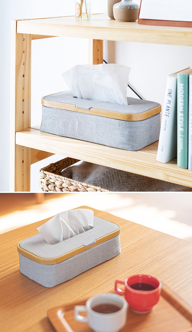 GUDEE ティッシュケース 高さ2段階調節 厚型対応 蓋 ティッシュボックス ティッシュカバー おしゃれ 竹 バンブー 布 Esobi Adjustable tissue box GudeeLife　GUDEE