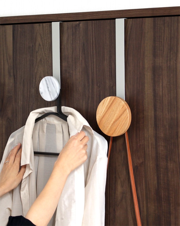 ドアフック M マーブル 大理石 ドアハンガー フック ドア収納 丸 天然大理石 収納 服 DESIGN BITE
