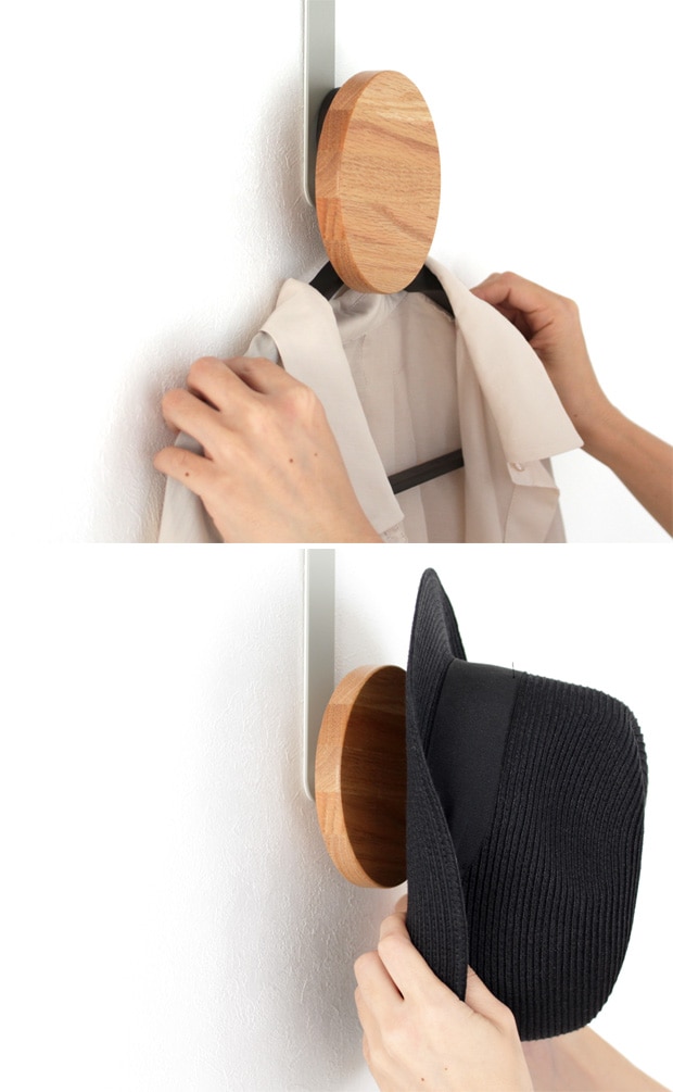 ドアフック L オーク 木製 ドアハンガー フック ドア収納 丸 収納 服 DESIGN BITE