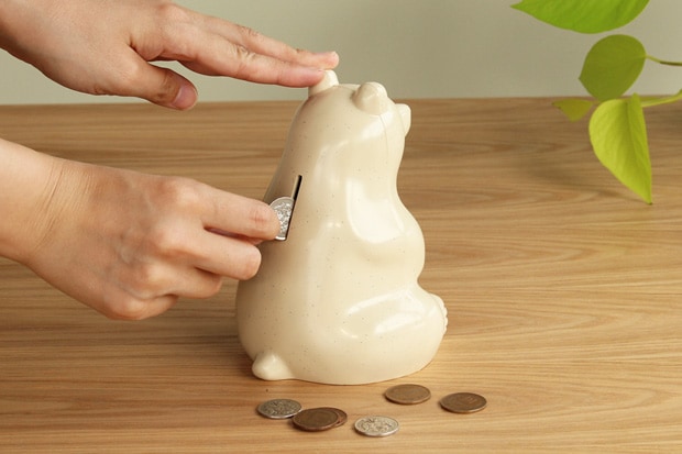しろくま貯金箱 2023 マフラー付き 緑×白ボーダー 限定 シロクマ貯金箱 北欧 フィンランド  Polar Bear Money Box