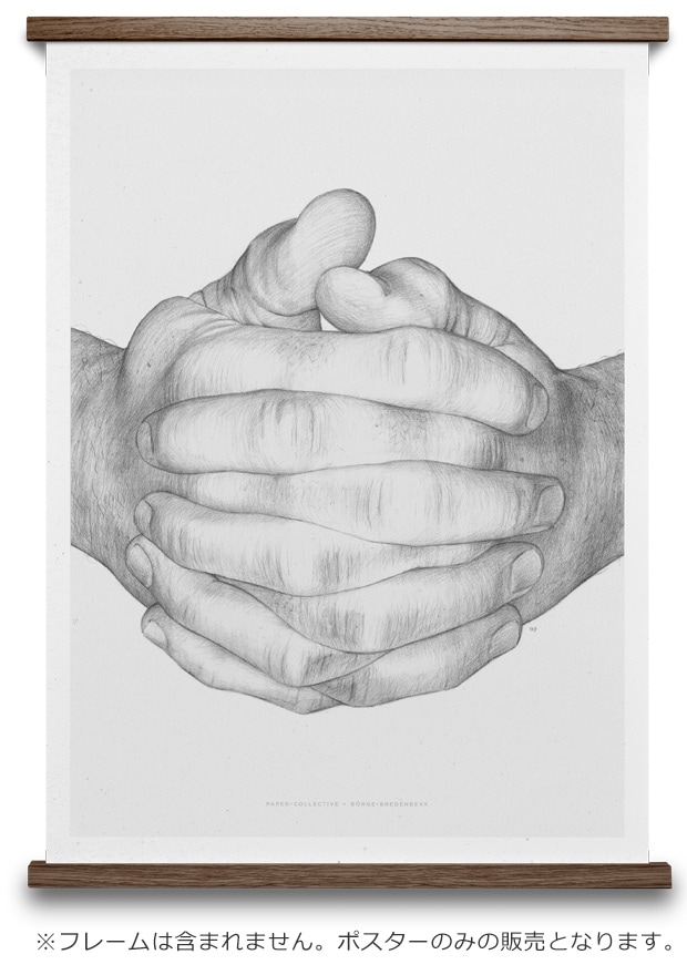 ポスター 北欧 30×40 cm Folded Hands デンマーク アートポスター PaperCollective ペーパーコレクティブ ホールデッドハンズ モノトーン