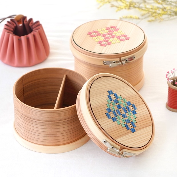 Cohana 曲げわっぱの道具箱 刺しゅう枠 12cm 日本製 Made in Japan コハナ KAWAGUCHI 裁縫道具