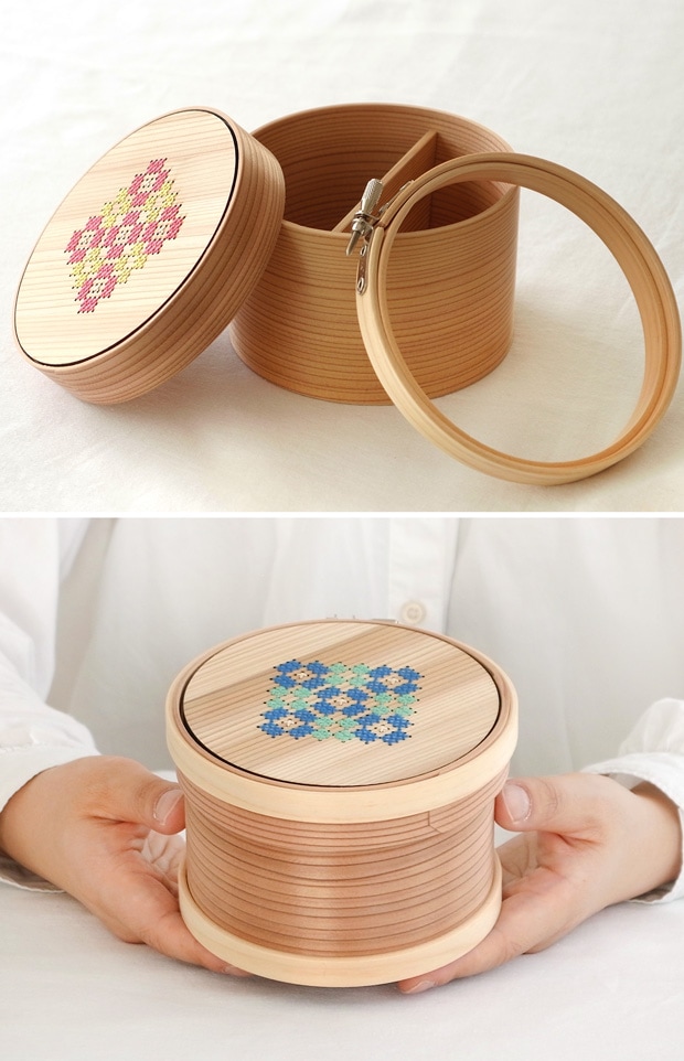 Cohana 曲げわっぱの道具箱 刺しゅう枠 12cm 日本製 Made in Japan コハナ KAWAGUCHI 裁縫道具