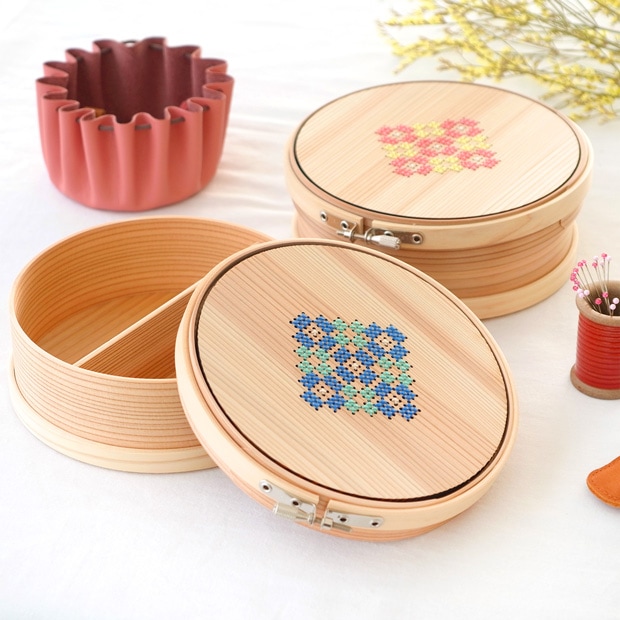 Cohana 曲げわっぱの道具箱 刺しゅう枠 15cm 日本製 Made in Japan コハナ KAWAGUCHI 裁縫道具