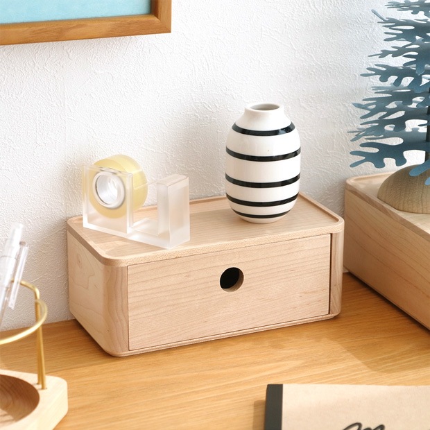 スタッキングストレージ シングルドロワー 引き出しタイプ 1段 180×90mm 卓上収納 木製 Wooden Desk Organizer Drawer Jeantopia ジントピア 1534824