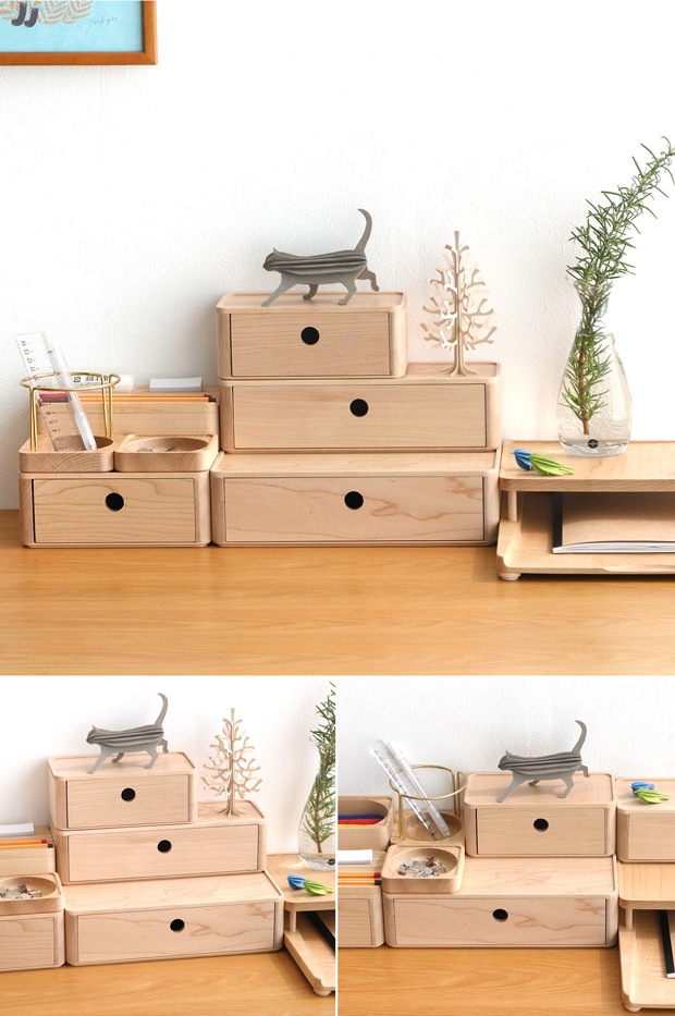 スタッキング チェスト 卓上 収納 シングル ドロワー 引き出し 1段 270×180mm 木製 小物入れ Wooden Desk Organizer Drawer Jeantopia ジントピア