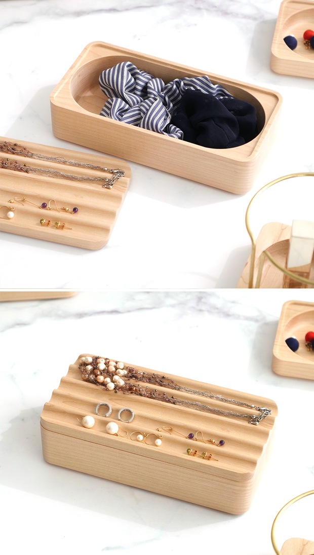 スタッキング カバートレー ロング 180×90mm 卓上収納 木製 Wooden Desk Organizer Storage tray Rectangle Jeantopia ジントピア