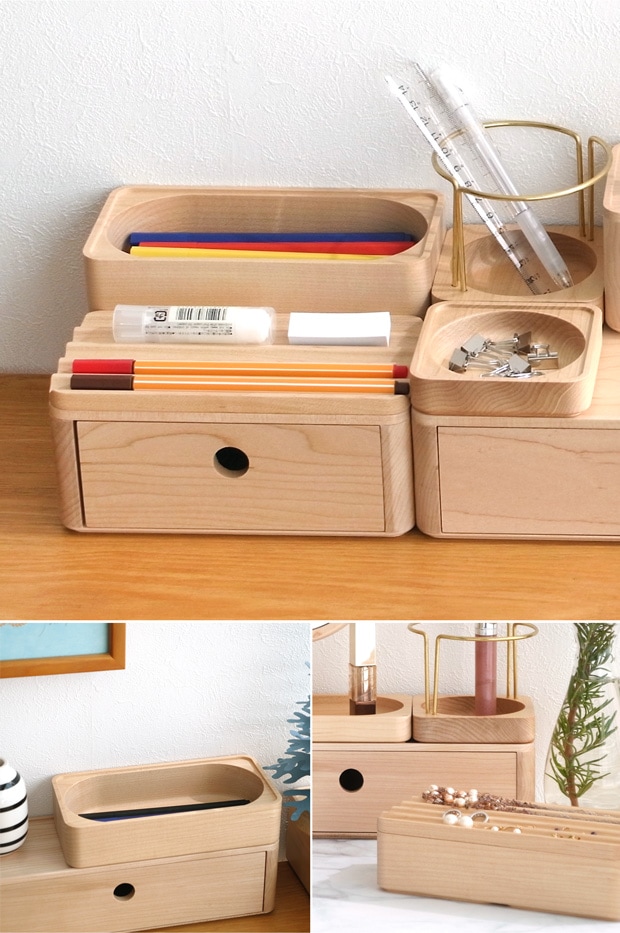 スタッキング ストレージトレー 2M 180×90mm 卓上収納 木製 Wooden Desk Organizer 2inch M Jeantopia ジントピア