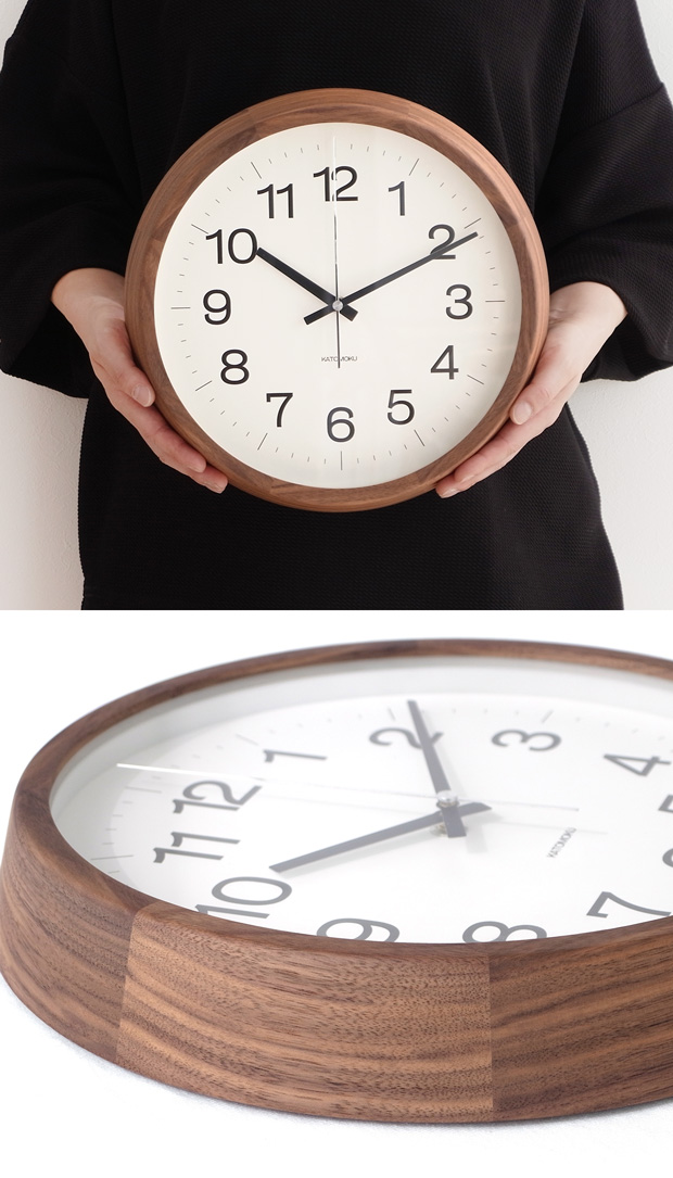 加藤木工 カトモク KATOMOKU Muku clock 16 Lサイズ ウォールナット 電波時計 壁掛け スイープムーブメント