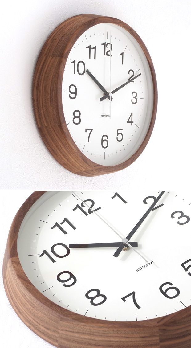 加藤木工 カトモク KATOMOKU Muku clock 16 Lサイズ ウォールナット 電波時計 壁掛け スイープムーブメント