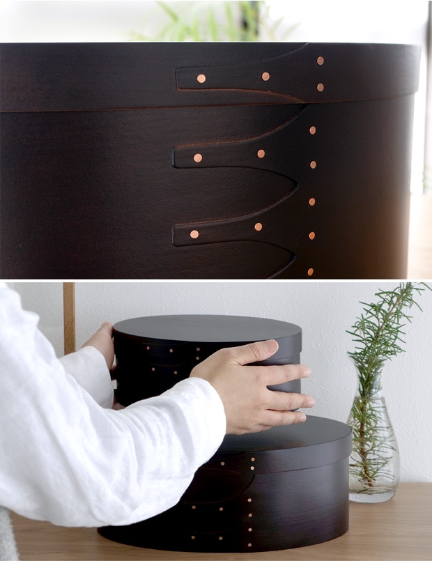 シェーカーボックス AXCIS アクシス シェーカー オーバルボックス M ブラック レッド ブルー 木製 小物収納 収納ボックス 手作り