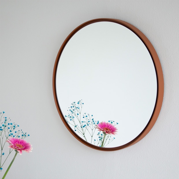 鏡 壁掛け ミラー 丸 丸い ウォールミラー 木製 フレーム 漆 漆塗り SEKISAKA セキサカ TRACE Maru mirror Aka-tama 41.5cm 壁掛けミラー 玄関 円形 日本製