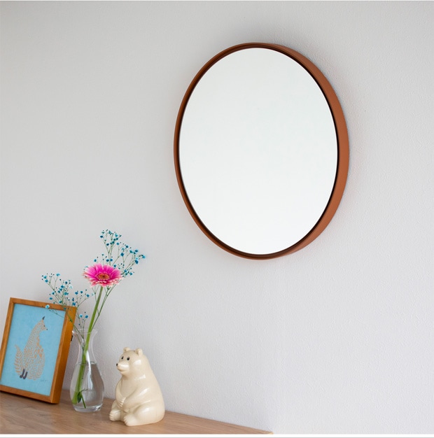 鏡 壁掛け ミラー 丸 丸い ウォールミラー 木製 フレーム 漆 漆塗り SEKISAKA セキサカ TRACE Maru mirror Aka-tama 41.5cm 壁掛けミラー 玄関 円形 日本製