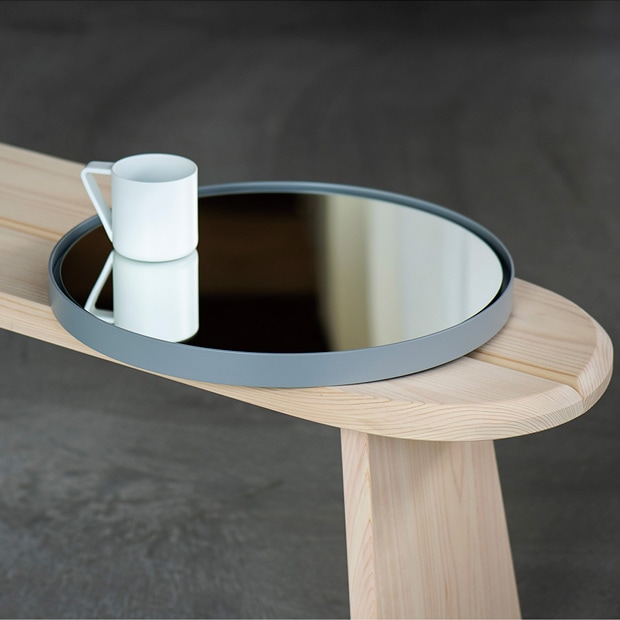 鏡 壁掛け ミラー 丸 丸い ウォールミラー 木製 フレーム 漆 漆塗り SEKISAKA セキサカ TRACE Maru mirror Aka-tama 41.5cm 壁掛けミラー 玄関 円形 日本製