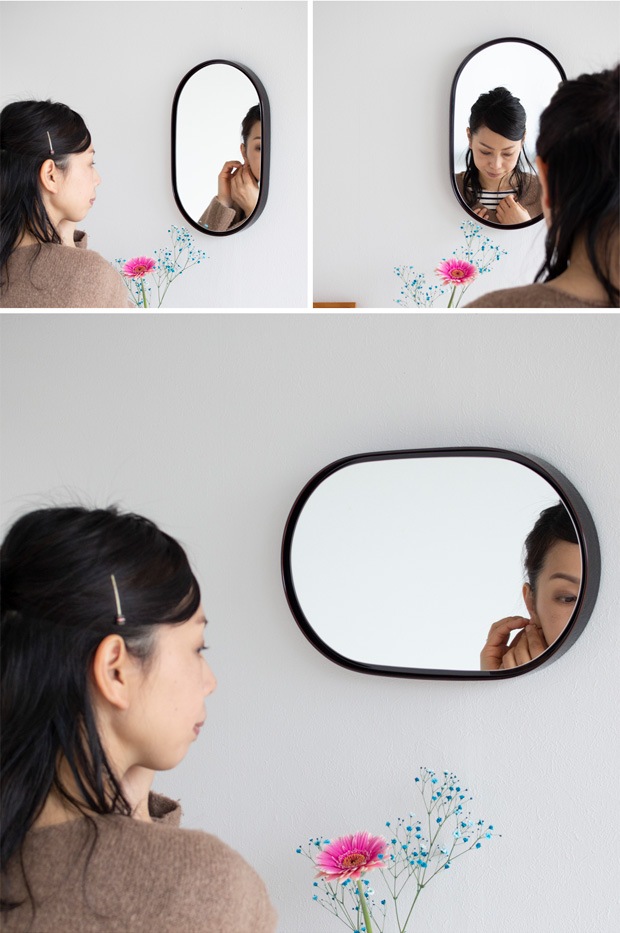 鏡 壁掛け ミラー 丸 丸い 楕円 ウォールミラー 木製 フレーム 漆 漆塗り SEKISAKA セキサカ TRACE Koban mirror Aka-tama 壁掛けミラー オーバル 玄関 円形 日本製