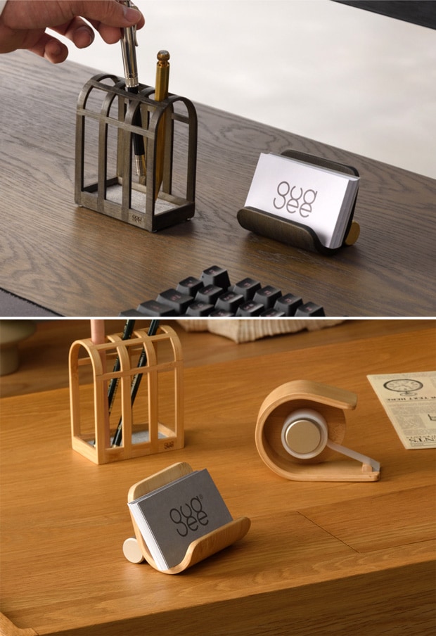 GUDEE カードスタンド 名刺スタンド 名刺立て カードホルダー 卓上 木製 竹 真ちゅう アルミ ORSON Business card holder GudeeLife