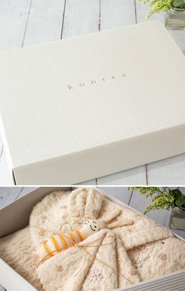 kontex ミュール フード付きバスタオル ハンカチ キッシュニギニギ セット BOX入り