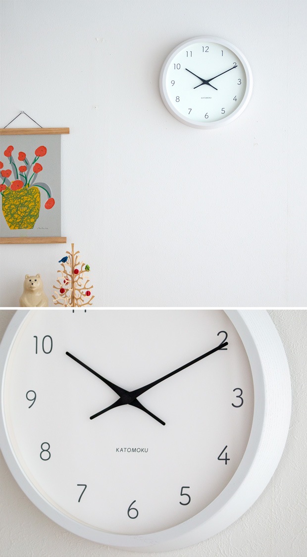 掛け時計 電波時計 木製 加藤木工 muku round wall clock 7 ホワイト 白