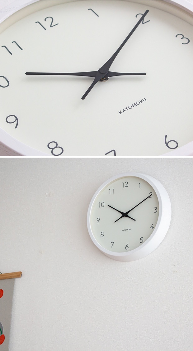 掛け時計 電波時計 木製 加藤木工 muku round wall clock 7 ホワイト 白