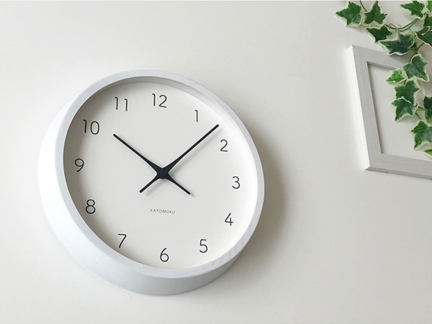 掛け時計 電波時計 木製 加藤木工 muku round wall clock 7 ホワイト 白