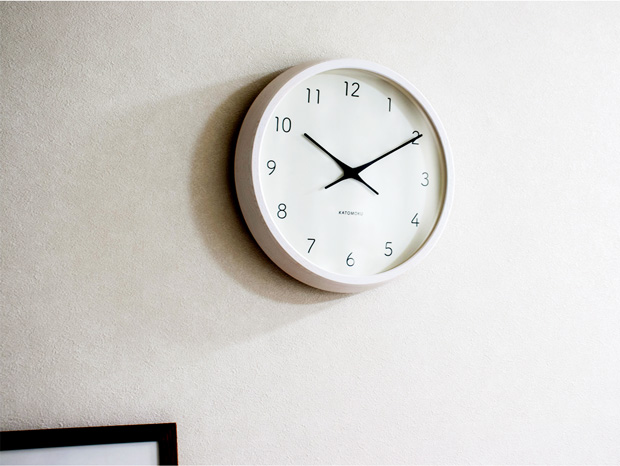 掛け時計 電波時計 木製 加藤木工 muku round wall clock 7 ホワイト 白