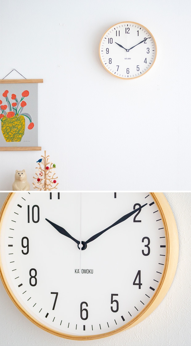 掛け時計 電波時計 木製 加藤木工 plywood wall clock 19 ナチュラル