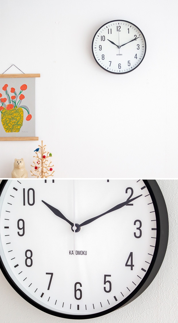 掛け時計 電波時計 木製 加藤木工 plywood wall clock 19 ブラック 黒