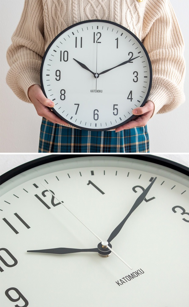 掛け時計 電波時計 木製 加藤木工 plywood wall clock 19 ブラック 黒