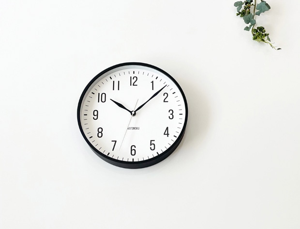 掛け時計 電波時計 木製 加藤木工 plywood wall clock 19 ブラック 黒