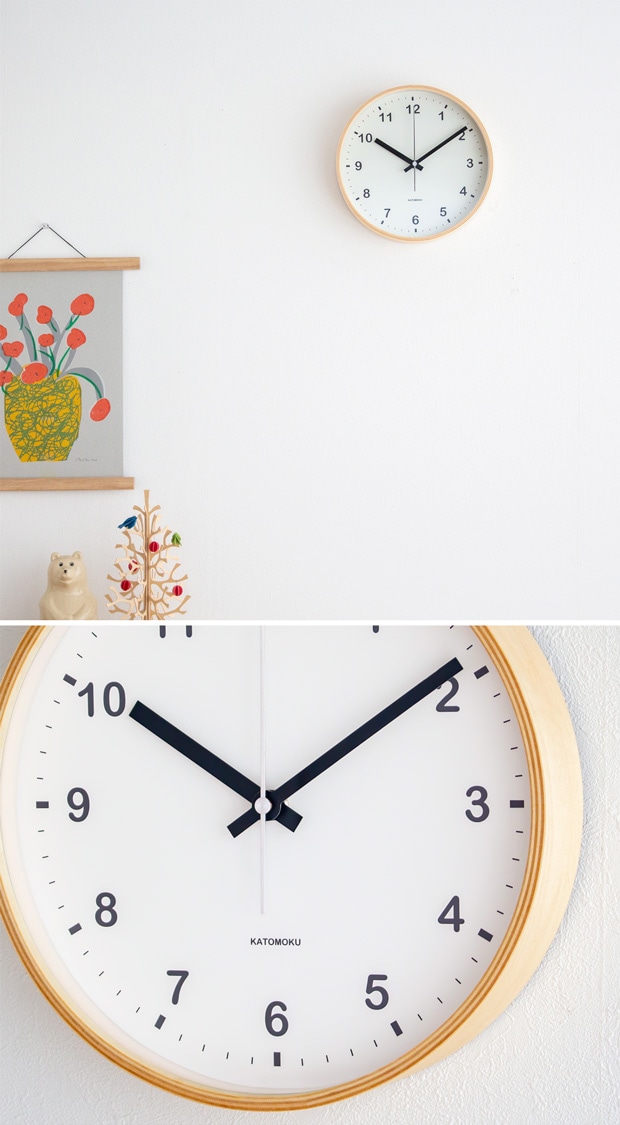 掛け時計 電波時計 木製 加藤木工 plywood wall clock M チュラル