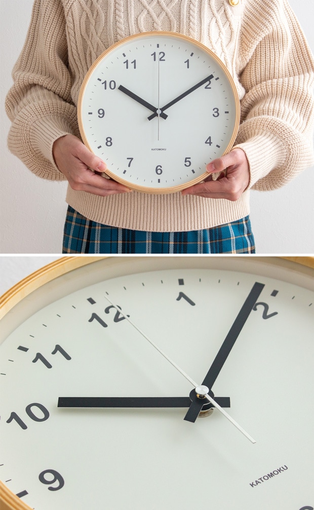 掛け時計 電波時計 木製 加藤木工 plywood wall clock M チュラル