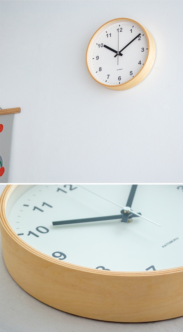 掛け時計 電波時計 木製 加藤木工 plywood wall clock M チュラル